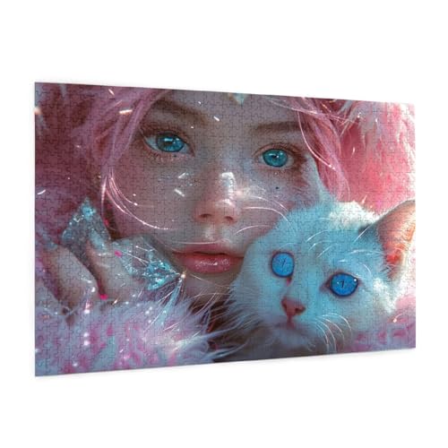 Katze Puzzle 2000 Teile Erwachsene Puzzle Frau Design für Erwachsene und Beginner, HD Farbe HolzPuzzle mit Geschenkbox Verpackung for Zimmer Deko Wohnzimmer, Geschenke für Frauen 70x100cm -z232 Katze Puzzle 2000 Teile Erwachsene Puzzle Frau Design für Erwachsene und Beginner, HD Farbe HolzPuzzle mit Geschenkbox Verpackung for Zimmer Deko Wohnzimmer, Geschenke für Frauen 70x100cm -z232 von Guofuos