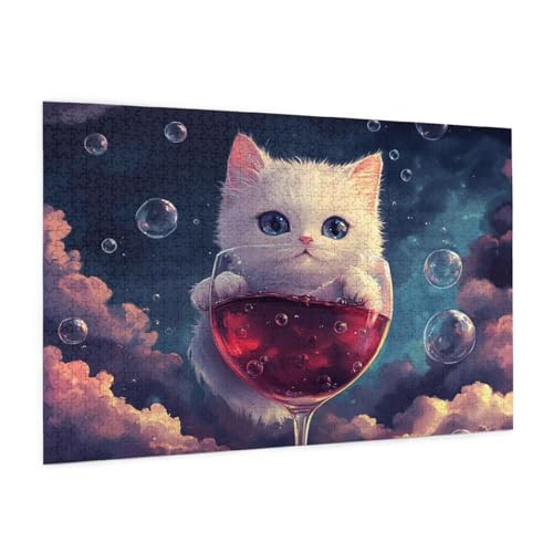 Katze Puzzle 2000 Teile Erwachsene Puzzle Niedlich Design für Erwachsene und Beginner, HD Farbe HolzPuzzle mit Geschenkbox Verpackung for Zimmer Deko Wohnzimmer, Geschenke für Frauen 70x100cm -z1326 von Guofuos
