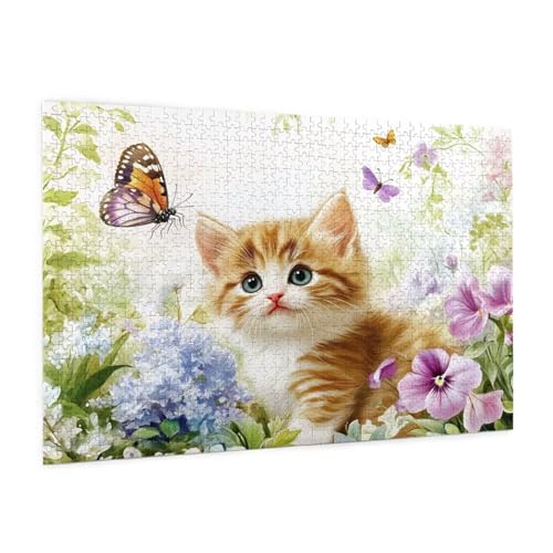 Katze Puzzle 3000 Teile Erwachsene Puzzle Blume Design für Erwachsene und Beginner, HD Farbe HolzPuzzle mit Geschenkbox Verpackung for Zimmer Deko Wohnzimmer, Geschenke für Frauen 80x120cm -z231 von Guofuos