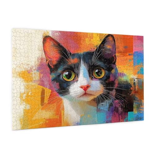 Katze Puzzle 3000 Teile Erwachsene Puzzle Farbe Design für Erwachsene und Beginner, HD Farbe HolzPuzzle mit Geschenkbox Verpackung for Zimmer Deko Wohnzimmer, Geschenke für Frauen 80x120cm -z227 von Guofuos