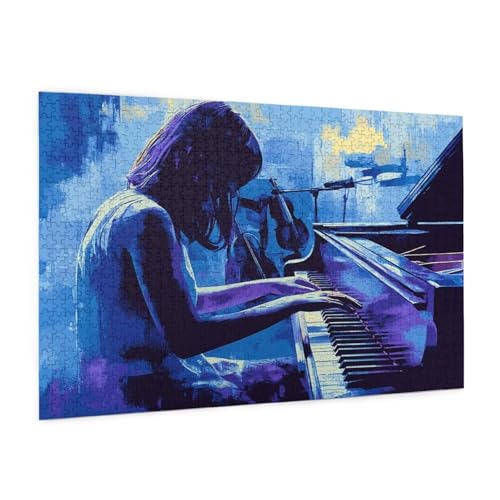 Klavier Puzzle 1500 Teile Erwachsene Puzzle Frau Design für Erwachsene und Beginner, HD Farbe HolzPuzzle mit Geschenkbox Verpackung for Zimmer Deko Wohnzimmer, Geschenke für Frauen 57x87cm -z101 von Guofuos