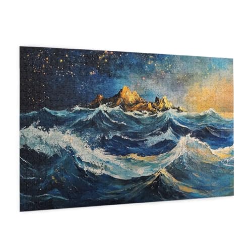 Landschaft Puzzle 1000 Teile Erwachsene Puzzle Abstrakt Design für Erwachsene Beginner, HD Farbe HolzPuzzle mit Geschenkbox Verpackung for Zimmer Deko Wohnzimmer, Geschenke für Frauen 50x75cm -z781 von Guofuos