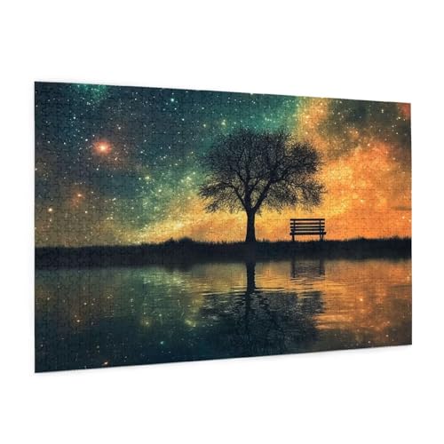 Landschaft Puzzle 1000 Teile Erwachsene Puzzle Baum Design für Erwachsene und Beginner, HD Farbe HolzPuzzle mit Geschenkbox Verpackung for Zimmer Deko Wohnzimmer, Geschenke für Frauen 50x75cm -z882 von Guofuos