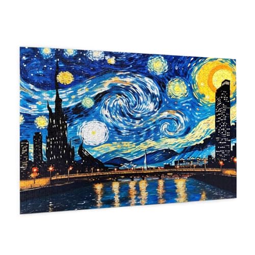 Landschaft Puzzle 1500 Teile Erwachsene Puzzle Abstrakt Design für Erwachsene Beginner, HD Farbe HolzPuzzle mit Geschenkbox Verpackung for Zimmer Deko Wohnzimmer, Geschenke für Frauen 57x87cm -z770 von Guofuos