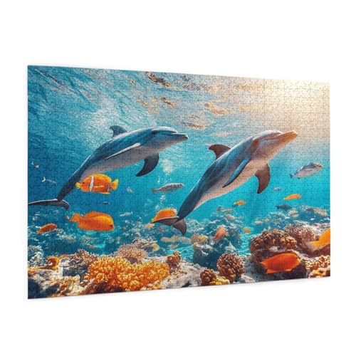 Landschaft Puzzle 1500 Teile Erwachsene Puzzle Delphin Design für Erwachsene und Beginner, HD Farbe HolzPuzzle mit Geschenkbox Verpackung for Zimmer Deko Wohnzimmer, Geschenke für Frauen 57x87cm -z63 Landschaft Puzzle 1500 Teile Erwachsene Puzzle Delphin Design für Erwachsene und Beginner, HD Farbe HolzPuzzle mit Geschenkbox Verpackung for Zimmer Deko Wohnzimmer, Geschenke für Frauen 57x87cm -z63 von Guofuos