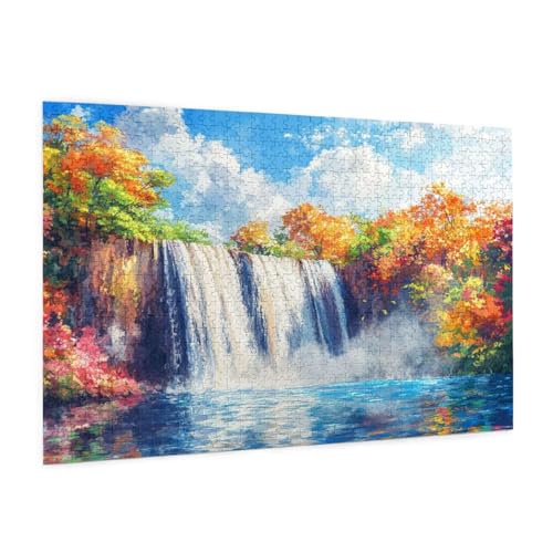 Landschaft Puzzle 1500 Teile Erwachsene Puzzle Fallen Design für Erwachsene und Beginner, HD Farbe HolzPuzzle mit Geschenkbox Verpackung for Zimmer Deko Wohnzimmer, Geschenke für Frauen 57x87cm -z851 von Guofuos