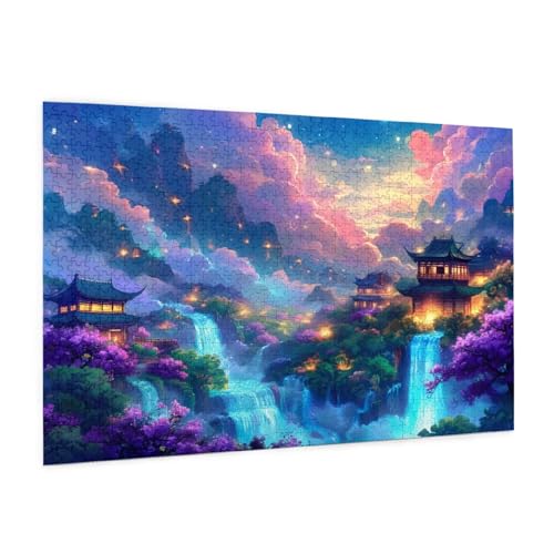 Landschaft Puzzle 1500 Teile Erwachsene Puzzle Fallen Design für Erwachsene und Beginner, HD Farbe HolzPuzzle mit Geschenkbox Verpackung for Zimmer Deko Wohnzimmer, Geschenke für Frauen 57x87cm -z849 von Guofuos