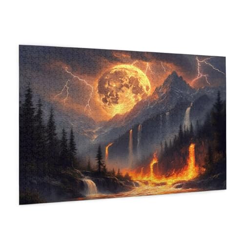 Landschaft Puzzle 1500 Teile Erwachsene Puzzle Mond Design für Erwachsene und Beginner, HD Farbe HolzPuzzle mit Geschenkbox Verpackung for Zimmer Deko Wohnzimmer, Geschenke für Frauen 57x87cm -z897 von Guofuos