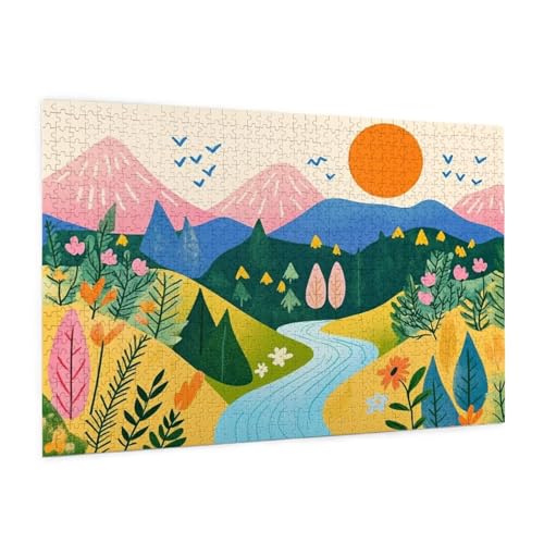 Landschaft Puzzle 1500 Teile Erwachsene Puzzle Natur Design für Erwachsene und Beginner, HD Farbe HolzPuzzle mit Geschenkbox Verpackung for Zimmer Deko Wohnzimmer, Geschenke für Frauen 57x87cm -z89 von Guofuos