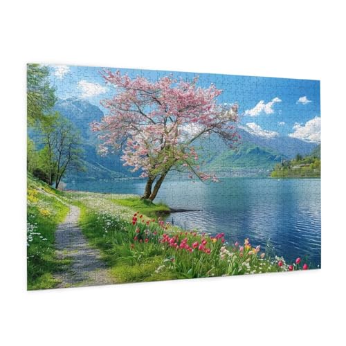 Landschaft Puzzle 1500 Teile Erwachsene Puzzle See Design für Erwachsene und Beginner, HD Farbe HolzPuzzle mit Geschenkbox Verpackung for Zimmer Deko Wohnzimmer, Geschenke für Frauen 57x87cm -z67 von Guofuos
