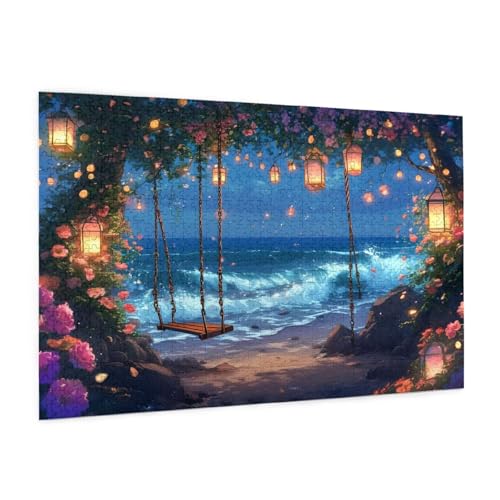 Landschaft Puzzle 1500 Teile Erwachsene Puzzle Strand Design für Erwachsene und Beginner, HD Farbe HolzPuzzle mit Geschenkbox Verpackung for Zimmer Deko Wohnzimmer, Geschenke für Frauen 57x87cm -z61 von Guofuos