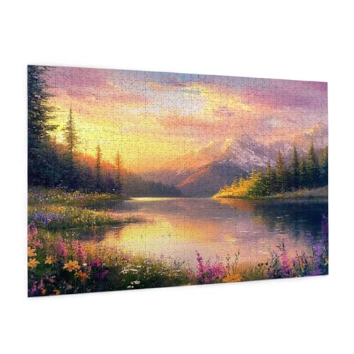 Landschaft Puzzle 2000 Teile Erwachsene Puzzle Blume Design für Erwachsene und Beginner, HD Farbe HolzPuzzle mit Geschenkbox Verpackung for Zimmer Deko Wohnzimmer, Geschenke für Frauen 70x100cm -z822 von Guofuos