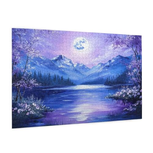 Landschaft Puzzle 2000 Teile Erwachsene Puzzle Mond Design für Erwachsene und Beginner, HD Farbe HolzPuzzle mit Geschenkbox Verpackung for Zimmer Deko Wohnzimmer, Geschenke für Frauen 70x100cm -z902 von Guofuos