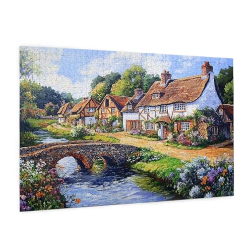 Landschaft Puzzle 4000 Teile Erwachsene Puzzle Dorf Design für Erwachsene und Beginner, HD Farbe HolzPuzzle mit Geschenkbox Verpackung for Zimmer Deko Wohnzimmer, Geschenke für Frauen 87x140cm -z789 von Guofuos