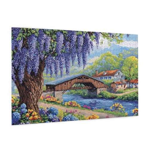 Landschaft Puzzle 5000 Teile Erwachsene Puzzle Dorf Design für Erwachsene und Beginner, HD Farbe HolzPuzzle mit Geschenkbox Verpackung for Zimmer Deko Wohnzimmer, Geschenke für Frauen 100x150cm -z791 von Guofuos