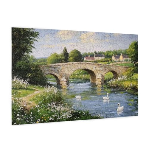 Landschaft Puzzle 5000 Teile Erwachsene Puzzle Dorf Design für Erwachsene und Beginner, HD Farbe HolzPuzzle mit Geschenkbox Verpackung for Zimmer Deko Wohnzimmer, Geschenke für Frauen 100x150cm -z792 von Guofuos