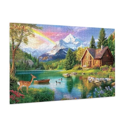 Landschaft Puzzle 5000 Teile Erwachsene Puzzle Gebirge Design für Erwachsene und Beginner, HD Farbe HolzPuzzle mit Geschenkbox Verpackung, Zimmer Deko Wohnzimmer, Geschenke für Frauen 100x150cm -z878 von Guofuos