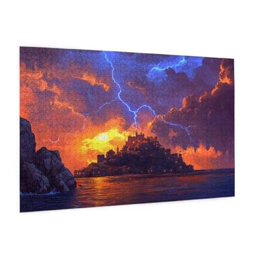 Landschaft Puzzle 5000 Teile Erwachsene Puzzle Stadt Design für Erwachsene und Beginner, HD Farbe HolzPuzzle mit Geschenkbox Verpackung for Zimmer Deko Wohnzimmer, Geschenke für Frauen 100x150cm -z768 von Guofuos
