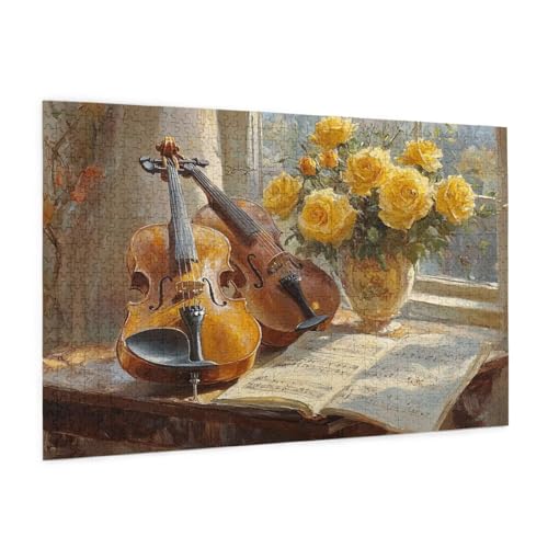 Landschaft Puzzle 5000 Teile Erwachsene Puzzle Violine Design für Erwachsene und Beginner, HD Farbe HolzPuzzle mit Geschenkbox Verpackung, Zimmer Deko Wohnzimmer, Geschenke für Frauen 100x150cm -z890 von Guofuos