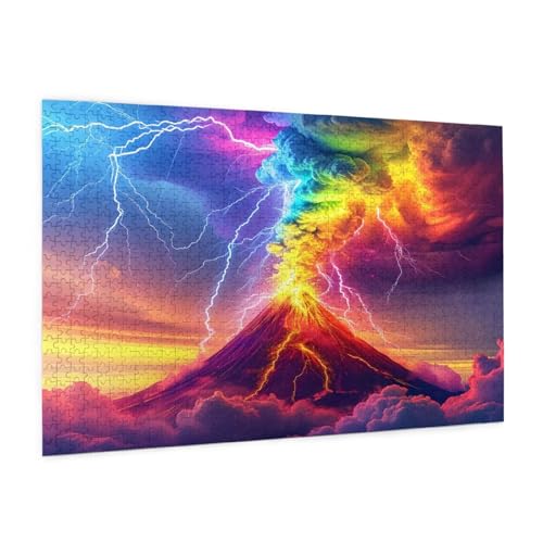 Landschaft Puzzle 5000 Teile Erwachsene Puzzle Vulkan Design für Erwachsene Beginner, HD Farbe HolzPuzzle mit Geschenkbox Verpackung for Zimmer Deko Wohnzimmer, Geschenke für Frauen 100x150cm -z827 von Guofuos