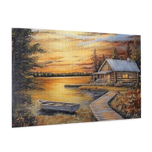Landschaft Puzzle 6000 Teile Erwachsene Puzzle Blockhaus Design für Erwachsene Beginner, HD Farbe HolzPuzzle mit Geschenkbox Verpackung, Zimmer Deko Wohnzimmer, Geschenke für Frauen 100x180cm -z844 von Guofuos