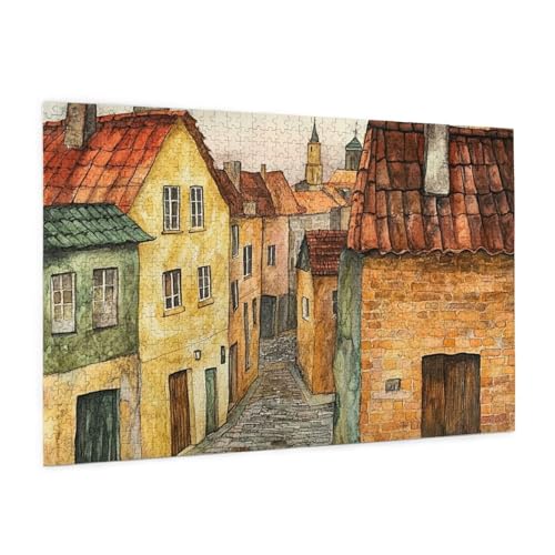 Landschaft Puzzle 6000 Teile Erwachsene Puzzle Dorf Design für Erwachsene und Beginner, HD Farbe HolzPuzzle mit Geschenkbox Verpackung for Zimmer Deko Wohnzimmer, Geschenke für Frauen 100x180cm -z790 von Guofuos
