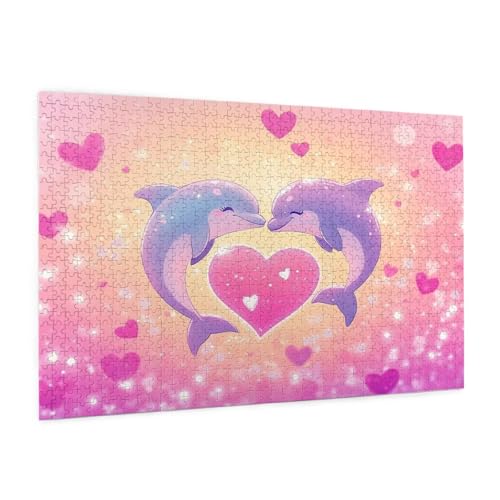 Liebe Puzzle 2000 Teile Erwachsene Puzzle Delphin Design für Erwachsene und Beginner, HD Farbe HolzPuzzle mit Geschenkbox Verpackung for Zimmer Deko Wohnzimmer, Geschenke für Frauen 70x100cm -z442 von Guofuos