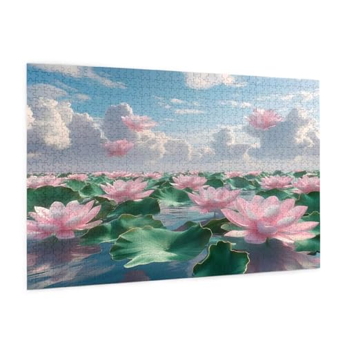 Lotus Puzzle 4000 Teile Erwachsene Puzzle Landschaft Design für Erwachsene und Beginner, HD Farbe HolzPuzzle mit Geschenkbox Verpackung for Zimmer Deko Wohnzimmer, Geschenke für Frauen 87x140cm -z973 von Guofuos