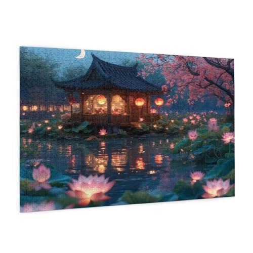 Lotus Puzzle 6000 Teile Erwachsene Puzzle Landschaft Design für Erwachsene und Beginner, HD Farbe HolzPuzzle mit Geschenkbox Verpackung for Zimmer Deko Wohnzimmer, Geschenke für Frauen 100x180cm -z978 von Guofuos