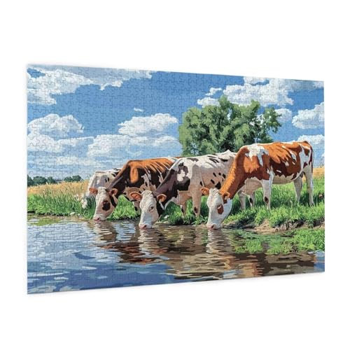 Ochse Puzzle 2000 Teile Erwachsene Puzzle Tier Design für Erwachsene und Beginner, HD Farbe HolzPuzzle mit Geschenkbox Verpackung for Zimmer Deko Wohnzimmer, Geschenke für Frauen 70x100cm -z241 von Guofuos