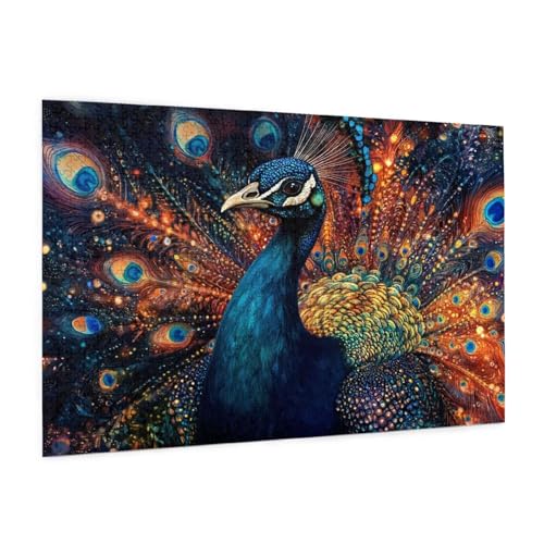 Pfau Puzzle 3000 Teile Erwachsene Puzzle Tier Design für Erwachsene und Beginner, HD Farbe HolzPuzzle mit Geschenkbox Verpackung for Zimmer Deko Wohnzimmer, Geschenke für Frauen 80x120cm -z1271 von Guofuos