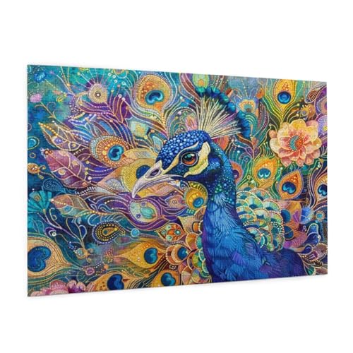 Pfau Puzzle 3000 Teile Erwachsene Puzzle Tier Design für Erwachsene und Beginner, HD Farbe HolzPuzzle mit Geschenkbox Verpackung for Zimmer Deko Wohnzimmer, Geschenke für Frauen 80x120cm -z217 von Guofuos