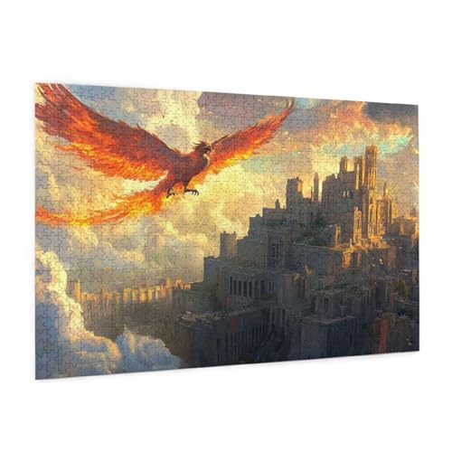 Phönix Puzzle 1500 Teile Erwachsene Puzzle Stadt Design für Erwachsene und Beginner, HD Farbe HolzPuzzle mit Geschenkbox Verpackung for Zimmer Deko Wohnzimmer, Geschenke für Frauen 57x87cm -z910 von Guofuos