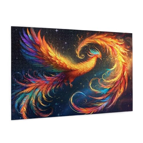 Phönix Puzzle 3000 Teile Erwachsene Puzzle Farbe Design für Erwachsene und Beginner, HD Farbe HolzPuzzle mit Geschenkbox Verpackung for Zimmer Deko Wohnzimmer, Geschenke für Frauen 80x120cm -z909 von Guofuos