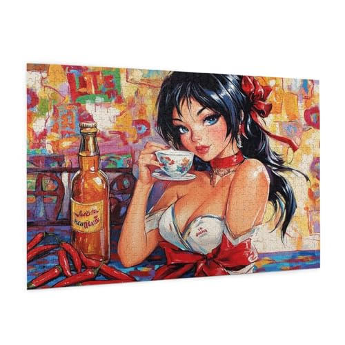 Retro Puzzle 5000 Teile Erwachsene Puzzle Frau Design für Erwachsene und Beginner, HD Farbe HolzPuzzle mit Geschenkbox Verpackung for Zimmer Deko Wohnzimmer, Geschenke für Frauen 100x150cm -z97 von Guofuos