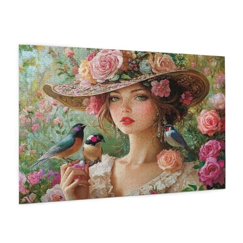 Rose Puzzle 3000 Teile Erwachsene Puzzle Frau Design für Erwachsene und Beginner, HD Farbe HolzPuzzle mit Geschenkbox Verpackung for Zimmer Deko Wohnzimmer, Geschenke für Frauen 80x120cm -z238 von Guofuos