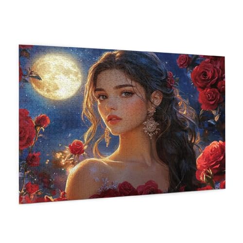 Rose Puzzle 5000 Teile Erwachsene Puzzle Frau Design für Erwachsene und Beginner, HD Farbe HolzPuzzle mit Geschenkbox Verpackung for Zimmer Deko Wohnzimmer, Geschenke für Frauen 100x150cm -z237 von Guofuos
