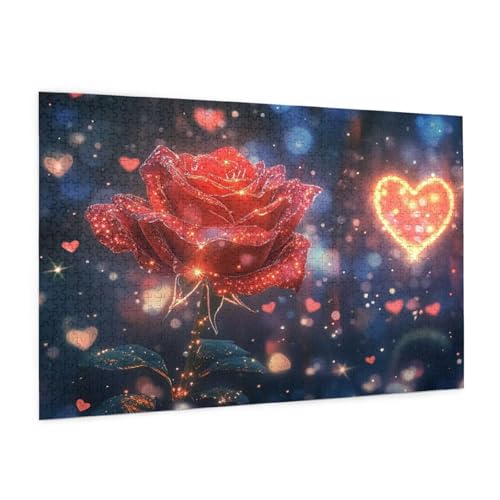 Rose Puzzle 5000 Teile Erwachsene Puzzle Liebe Design für Erwachsene und Beginner, HD Farbe HolzPuzzle mit Geschenkbox Verpackung for Zimmer Deko Wohnzimmer, Geschenke für Frauen 100x150cm -z1343 von Guofuos