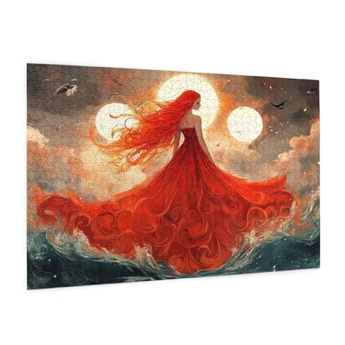 Rot Puzzle 4000 Teile Erwachsene Puzzle Frau Design für Erwachsene Beginner,Farbe HolzPuzzle Kreative Geschenke mit Geschenkbox Verpackung Zimmer Deko Wohnzimmer,Geschenke für Frauen 87x140cm -z119 von Guofuos