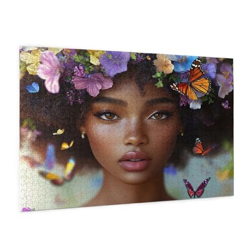 Schmetterling Puzzle 1000 Teile Erwachsene Puzzle Frau Design für Erwachsene und Beginner, HD Farbe HolzPuzzle mit Geschenkbox Verpackung for Zimmer Deko Wohnzimmer, Geschenke für Frauen 50x75cm -z133 von Guofuos