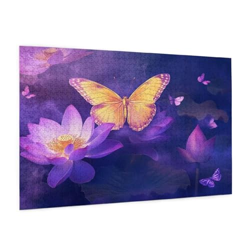 Schmetterling Puzzle 1000 Teile Erwachsene Puzzle Lila Design für Erwachsene Beginner, HD Farbe HolzPuzzle mit Geschenkbox Verpackung for Zimmer Deko Wohnzimmer, Geschenke für Frauen 50x75cm -z1058 Schmetterling Puzzle 1000 Teile Erwachsene Puzzle Lila Design für Erwachsene Beginner, HD Farbe HolzPuzzle mit Geschenkbox Verpackung for Zimmer Deko Wohnzimmer, Geschenke für Frauen 50x75cm -z1058 von Guofuos