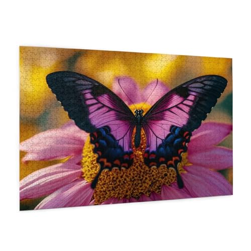 Schmetterling Puzzle 1500 Teile Erwachsene Puzzle Gänseblümchen Design für Erwachsene Beginner,Farbe HolzPuzzle mit Geschenkbox Verpackung,Zimmer Deko Wohnzimmer,Geschenke für Frauen 57x87cm -z1002 von Guofuos