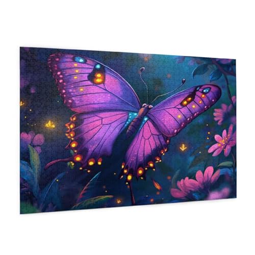 Schmetterling Puzzle 1500 Teile Erwachsene Puzzle Gänseblümchen Design für Erwachsene Beginner,Farbe HolzPuzzle mit Geschenkbox Verpackung,Zimmer Deko Wohnzimmer,Geschenke für Frauen 57x87cm -z1003 von Guofuos