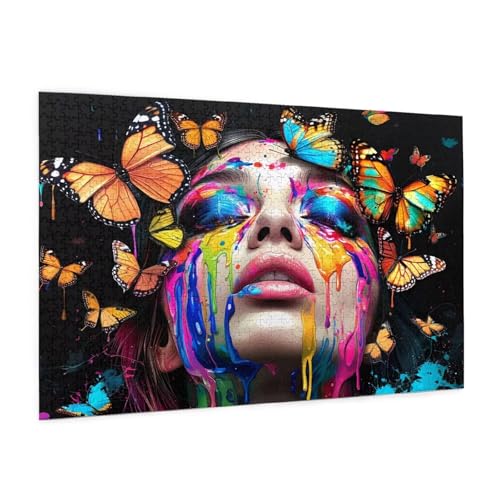 Schmetterling Puzzle 2000 Teile Erwachsene Puzzle Frau Design für Erwachsene und Beginner, HD Farbe HolzPuzzle mit Geschenkbox Verpackung, Zimmer Deko Wohnzimmer, Geschenke für Frauen 70x100cm -z1053 von Guofuos