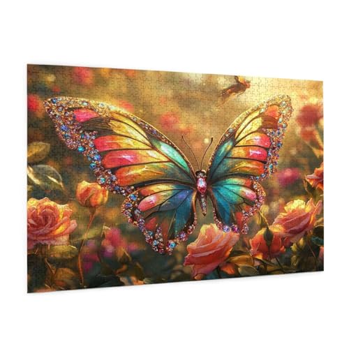 Schmetterling Puzzle 3000 Teile Erwachsene Puzzle Rose Design für Erwachsene und Beginner, HD Farbe HolzPuzzle mit Geschenkbox Verpackung, Zimmer Deko Wohnzimmer, Geschenke für Frauen 80x120cm -z1037 Schmetterling Puzzle 3000 Teile Erwachsene Puzzle Rose Design für Erwachsene und Beginner, HD Farbe HolzPuzzle mit Geschenkbox Verpackung, Zimmer Deko Wohnzimmer, Geschenke für Frauen 80x120cm -z1037 von Guofuos