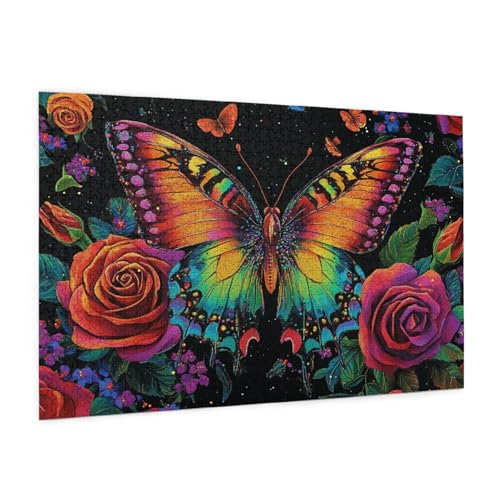 Schmetterling Puzzle 5000 Teile Erwachsene Puzzle Blume Design für Erwachsene Beginner, HD Farbe HolzPuzzle mit Geschenkbox Verpackung, Zimmer Deko Wohnzimmer, Geschenke für Frauen 100x150cm -z1030 von Guofuos