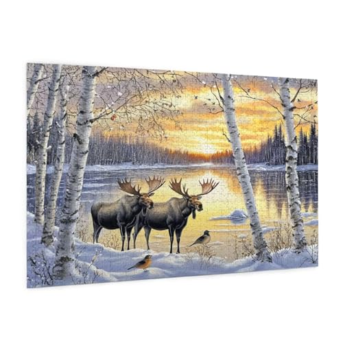 Sonnenuntergang Puzzle 1000 Teile Erwachsene Puzzle Elch Design für Erwachsene und Beginner, HD Farbe HolzPuzzle mit Geschenkbox Verpackung, Zimmer Deko Wohnzimmer, Geschenke für Frauen 50x75cm -z1747 Sonnenuntergang Puzzle 1000 Teile Erwachsene Puzzle Elch Design für Erwachsene und Beginner, HD Farbe HolzPuzzle mit Geschenkbox Verpackung, Zimmer Deko Wohnzimmer, Geschenke für Frauen 50x75cm -z1747 von Guofuos
