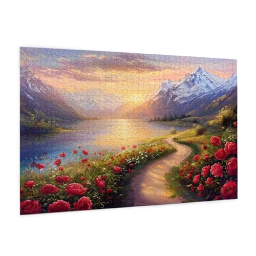 Sonnenuntergang Puzzle 1500 Teile Erwachsene Puzzle Blume Design für Erwachsene Beginner, HD Farbe HolzPuzzle mit Geschenkbox Verpackung, Zimmer Deko Wohnzimmer, Geschenke für Frauen 57x87cm -z1733 von Guofuos