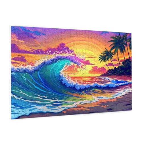 Sonnenuntergang Puzzle 1500 Teile Erwachsene Puzzle Strand Design für Erwachsene Beginner, HD Farbe HolzPuzzle mit Geschenkbox Verpackung, Zimmer Deko Wohnzimmer, Geschenke für Frauen 57x87cm -z363 Sonnenuntergang Puzzle 1500 Teile Erwachsene Puzzle Strand Design für Erwachsene Beginner, HD Farbe HolzPuzzle mit Geschenkbox Verpackung, Zimmer Deko Wohnzimmer, Geschenke für Frauen 57x87cm -z363 von Guofuos