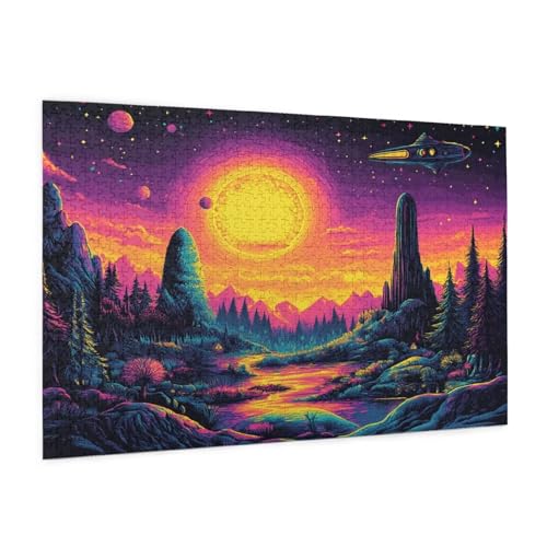Sonnenuntergang Puzzle 3000 Teile Erwachsene Puzzle Landschaft Design für Erwachsene und Beginner,Farbe HolzPuzzle mit Geschenkbox Verpackung,Zimmer Deko Wohnzimmer,Geschenke für Frauen 80x120cm -z354 von Guofuos